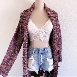KNOX ROSE Multi-Color Purple Chunky Knit Toggle Cardigan